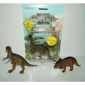 Lot 3 VTG 1988 FUNRISE Authentic Dinosaur Collection Plastic Figure BRONTOSAURUS